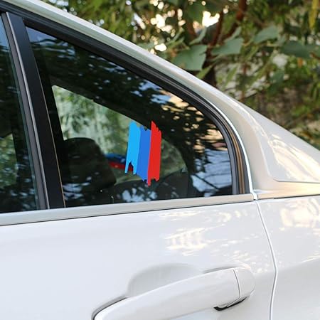 Amazon Hncs Bmwリアウィンドウガラス 燃料タンクキャップ 車の後部 3色ラインパーソナリティステッカー 2枚 エンブレム 車 バイク