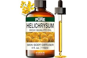KUKKA ESSENTIAL OILS Kukka Helichrysum Essential Oil for Skin, Relaxation - 4 Fl Oz - Helichrysum Essential Oil for Aromatherapy, Skin Care, Home Diffusers, DIY Soap Making Scents