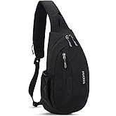 Peicees Sling Bags Men Women Shoulder Backpack Small Cross Body Chest Sling Backpack, Black
