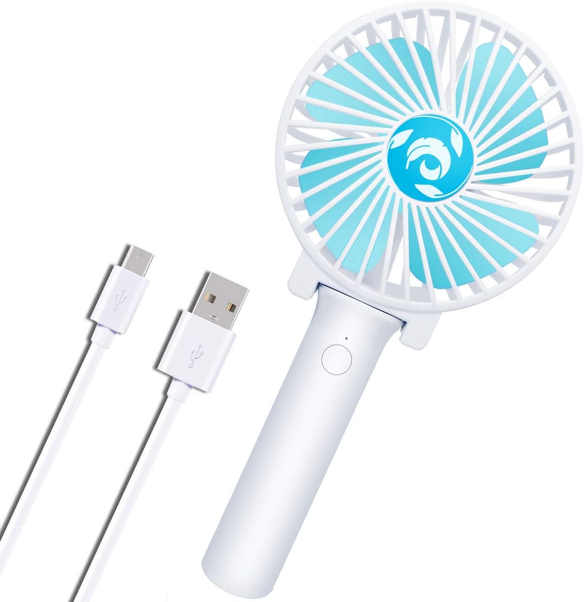 HENGQIANG Portable Mini Fan, Folding Handheld Small Fan, Built-In 1200mAh Rechargeable Battery, Equipped With 3 Kinds of Strong Wind, Can Be Used for Indoor Home, Outdoor Travel. (White)