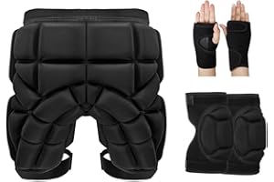 Snowboard Protective Gear Set 3 in 1, Butt Pads Snowboarding Shorts with Knee Pads & Wrist Guards, 3D EVA Padded Shorts for T