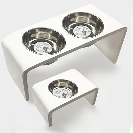 Amazon Com Tfkitchen Pvc Elevated Dog Cat Pet Feeder Triple Bowl