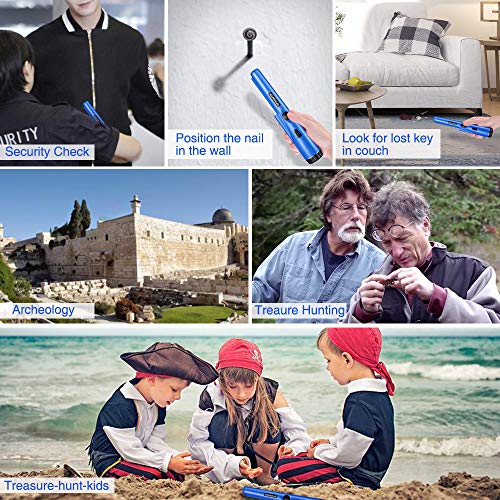 PiAEK Pin Pointer Metal Detectors for Adults/Kids, Handheld Fully Waterproof Pro Metal Detector High Sensitivity with Holster Treasure Hunting Blue - Thumbnail 5
