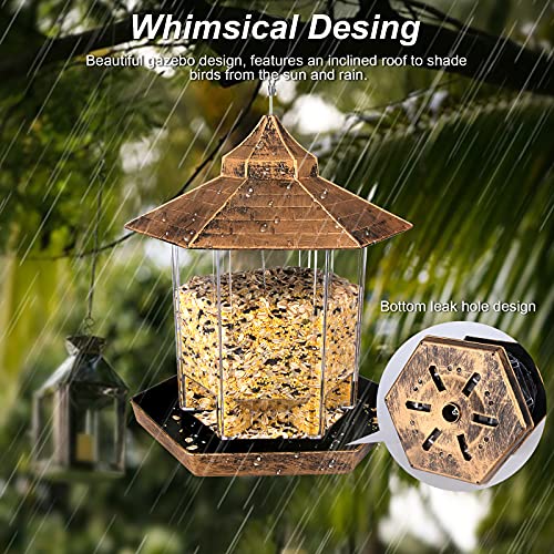 Bird Feeders , Hanging Bird Feeder with Ideal Hexagon Shaped for Courtyard, Garden, Patio, Backyard and Front Porch Decoration