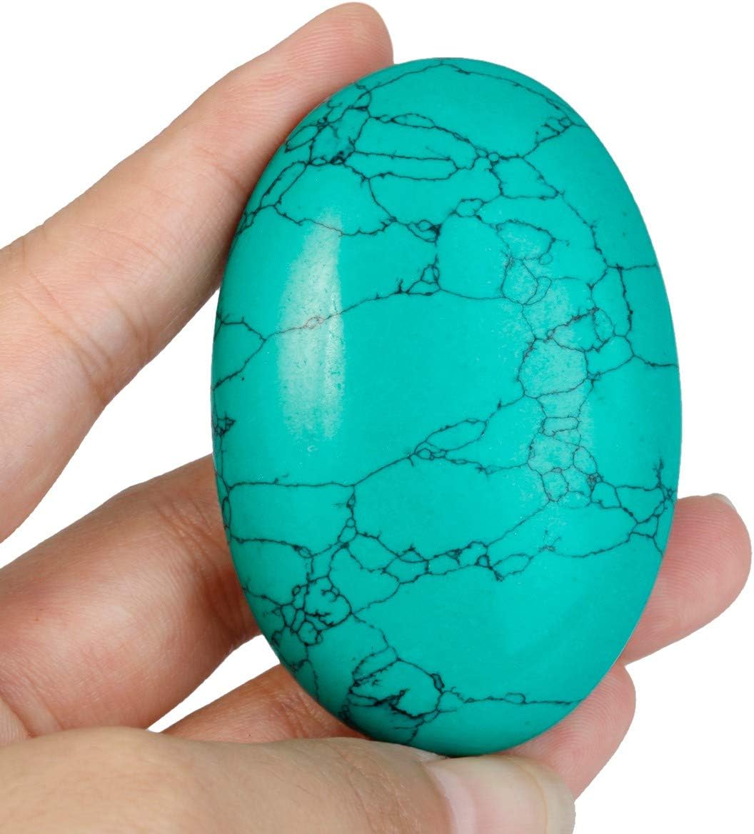 mookaitedecor 6cm Large Green Howlite Turquoise Palm Worry Stone - Image 3