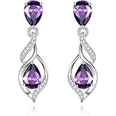 FANCIME Gift for Women Birthstone Earrings for Her Teardrop Birthstone Earrings S925 Sterling Silver infinity Love Birthday Gifts for Mom Women