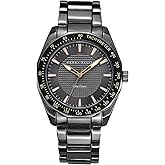 Perry Ellis Solar Men’s Watch – Round Gunmetal Dial and Alloy Band, Water-Resistant Analog