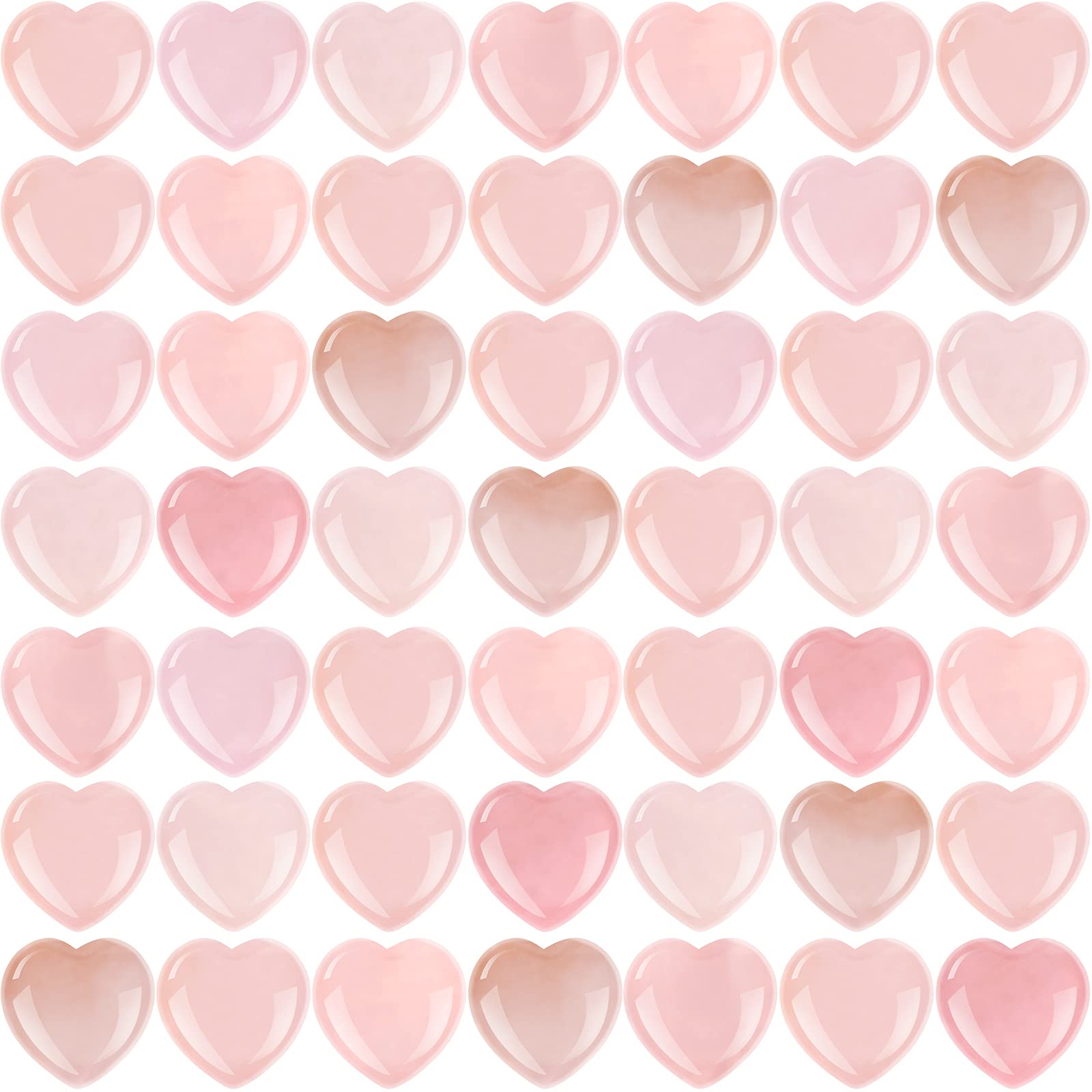 Photo 1 of Fumete 50 Rose Quartz Heart Palm Stone Pieces Natural Healing Crystal 0.6 Inch Heart Shaped Pocket Gemstone Carved Palm Worry Stone Polished Pocket Thumb Reiki