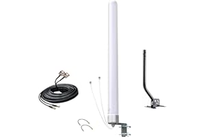 SIGNALPLUS 2x2 MIMO Antenna, 4G LTE Antennas, High Gain 2x12dBi Outdoor Omni Long Range WiFi Antenna with 2x10meters Cable SM