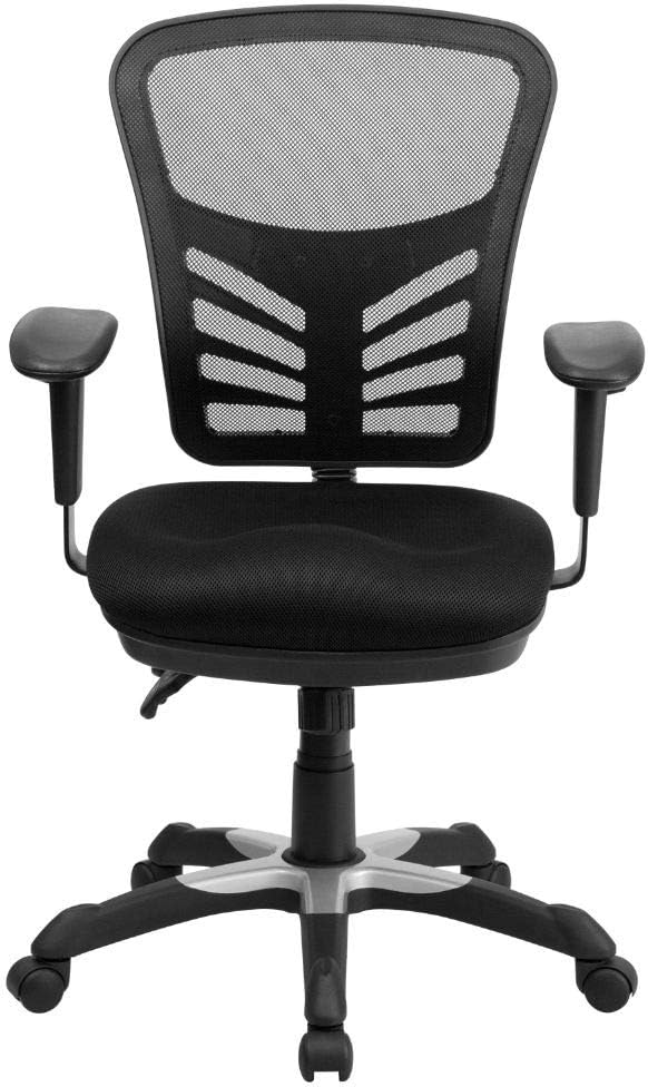 Flash Furniture Mid-Back Black Mesh Multifunction Executive Swivel Ergonomic Office Chair with Adjustable Arms: Kitchen & Dining