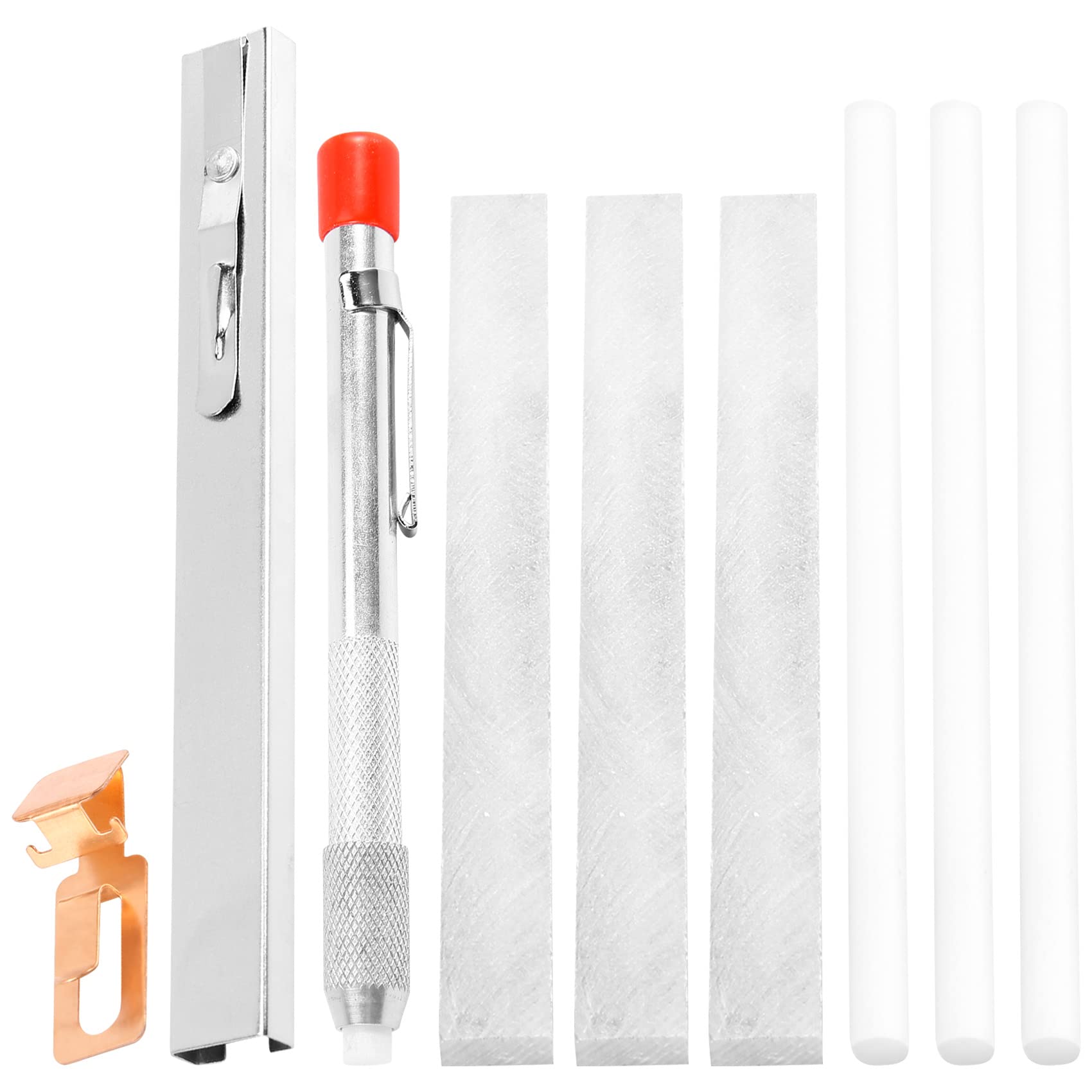 Acbmveen Soapstone Holder Set Mark White Clear and Removable Markings, Flat and Round Holder,Soapstone for Welding
