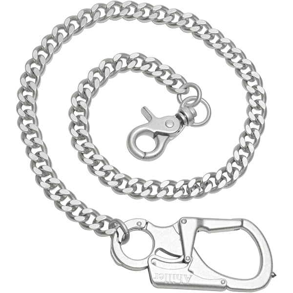 Catena Portachiavi Heavy Duty 30 Cm In Acciaio Inossidabile - Con Moschettone E 2 Anelli, Per Portafogli, Jeans, Pantaloni E Borsette, Colore Argento