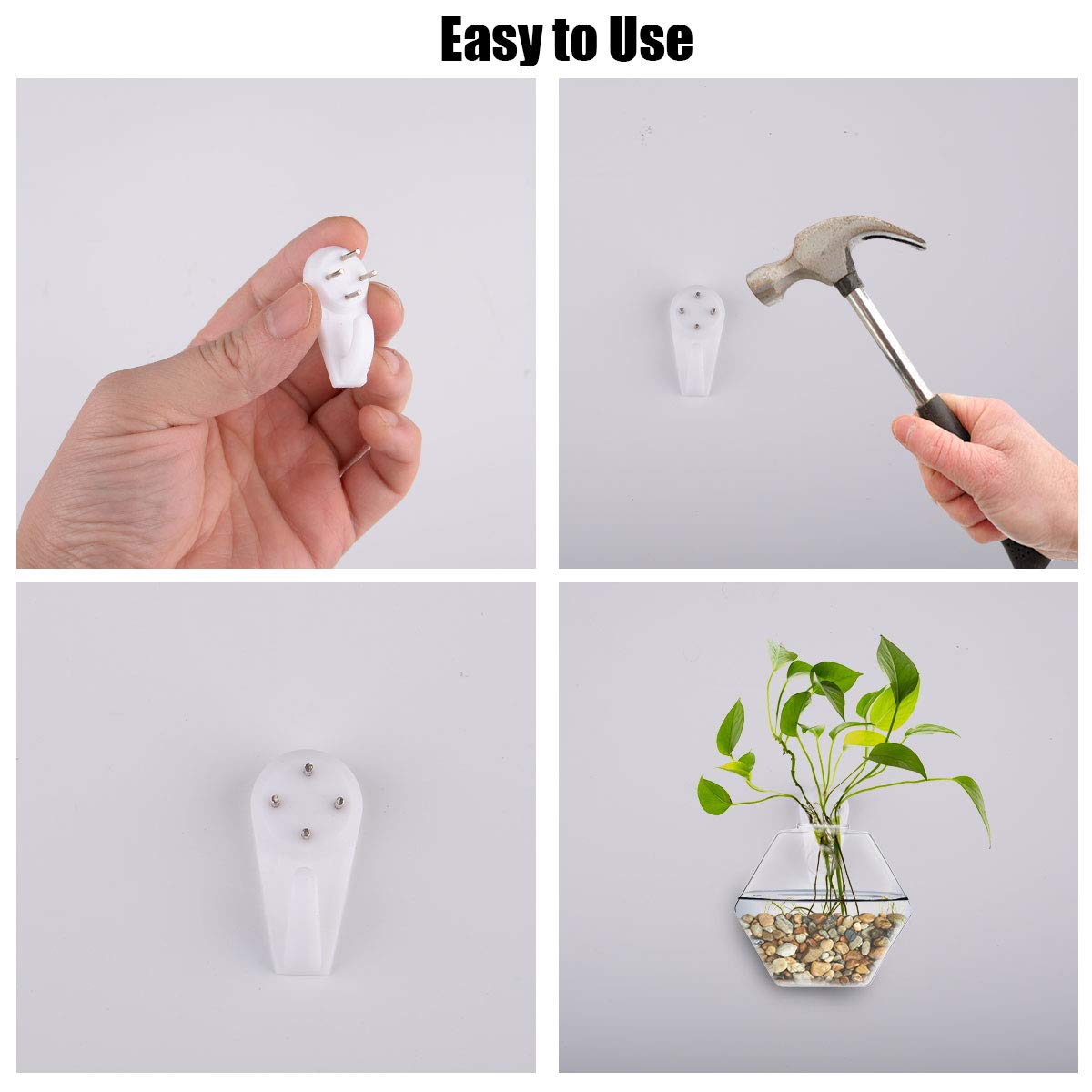 jiabang 4 Pack Wall Mounted Hanging Plant Terrarium Glass Planter Vase Flower Container for Home Decor,Air Plants,Hydroponics Plants