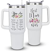 Heqianco 40oz Mom Tumbler With Handle,Mothers Day Gifts for Mom from Daughter Son,Best Mother Gifts and Birthday gifts,Mother Coffee Cups with Lid ,Stainless Steel Travel Mugs