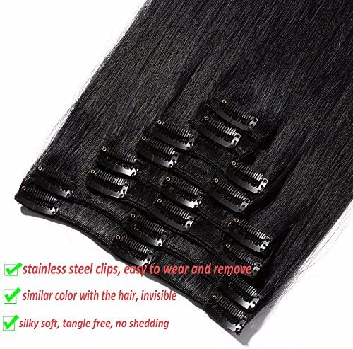 Standard Weft 10-24 Inch Clip in 100% Real Remy Human Hair Extensions 8 Pieces 18 Clips