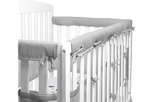 IQYIQY 3-Pcs Bed Rail Guard Cover, Protect Baby Teeth and Save Rails, Rail Edge Protector Strip, Soft Anti-Collision Corner Cover in Cotton Fabrics, Cover 52" x 28" 3 & 4 Sides Full-Size Bed Rail, Grey