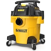 DEWALT DXV05P 5 Gallon Poly Wet/Dry Vac, 4 Peak HP Shop Vacuums with Attachments, Powerful Suction, 1-7/8" Hose, DXV05P, Yellow
