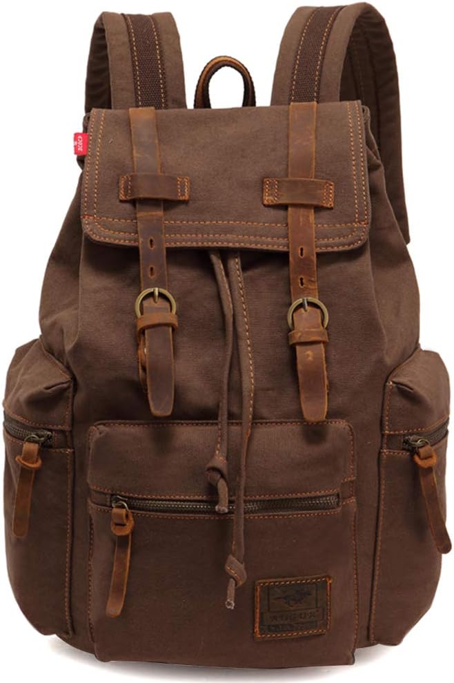 Vintage Canvas Zaino di Tela Borse da Uomo Daypack per uomo marrone