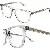 Gucci GG0737O Rectangular Frame Eyeglasses - Pin Front Wirecore Eyewear with Luxury eSHADES Kit - Embrace Sophistication and Elegance