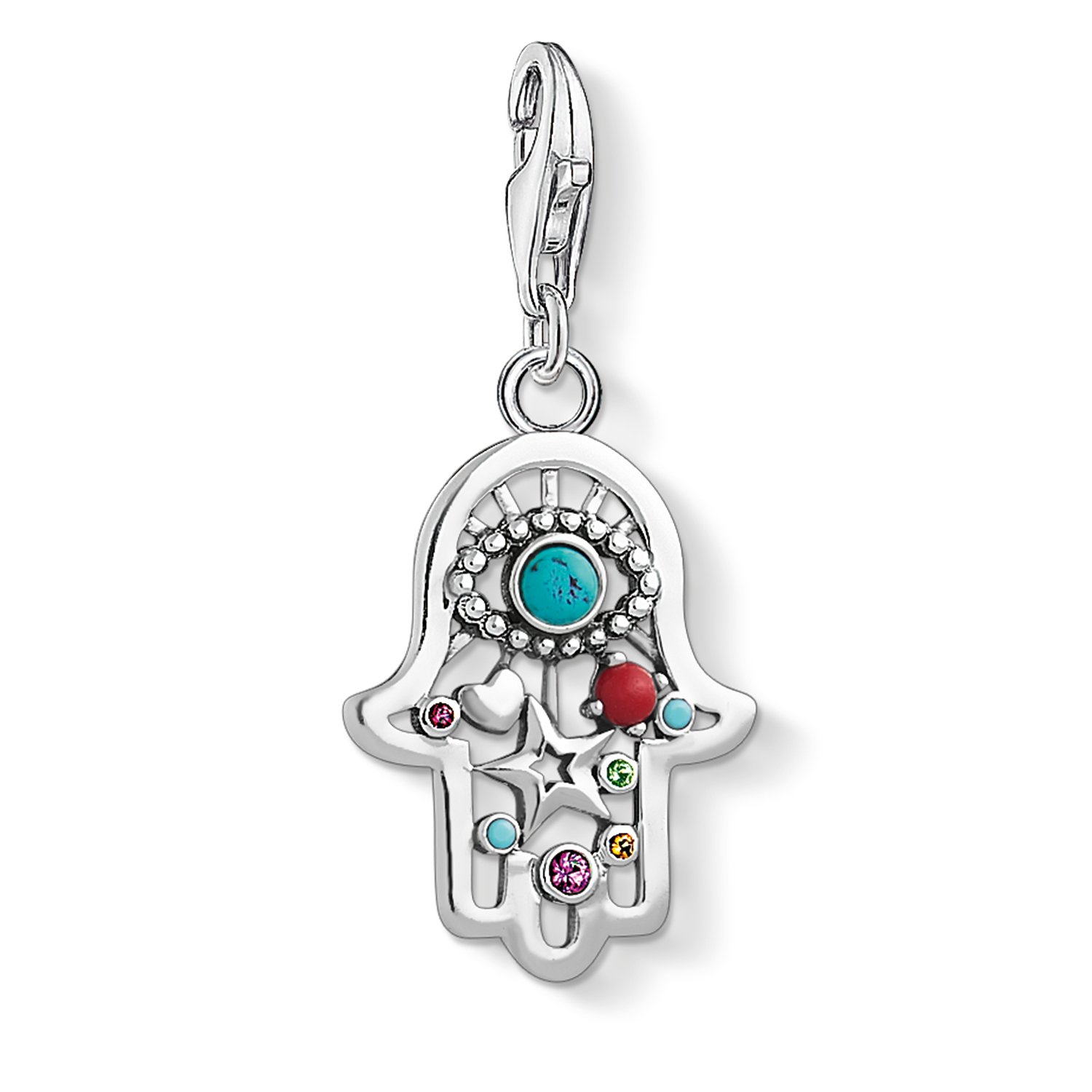 Thomas Sabo Women Charm Pendant Hand of Fatima Charm Club 925 Sterling Silver 1464-333-7