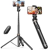 Sensyne 72" Extendable Tripod for iPhone & Selfie Stick with Detachable Phone Holder & Wireless Remote, Compatible with All Cell Phones, Black