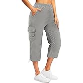Marvmys Women's Cargo Capris Hiking Pants Lightweight Quick Dry Athletic Travel Cropped Pants with 6 Pockets