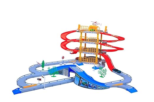 Jilani Racing Track Parking lot with Cars & Helicopter for Kids
