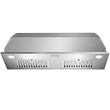 Zomagas Range Hood Insert 36 inch, Stainless Steel Range Hood 700 CFM, Ductless/Ducted Convertible Kitchen Vent Hood w/Push Button Control, 3-Speed Fan