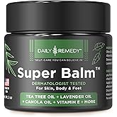 DAILY REMEDY Tea Tree Oil Extra Strength Super Balm - Athletes Foot Cream Combats Ringworm, Jock Itch, Nail Issues - Nourishes Cracked Itchy Skin on Body & Feet - Made in USA