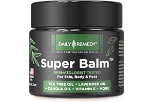 DAILY REMEDY Tea Tree Oil Extra Strength Super Balm - Athletes Foot Cream Combats Ringworm, Jock Itch, Nail Issues - Nourishes Cracked Itchy Skin on Body & Feet - Made in USA