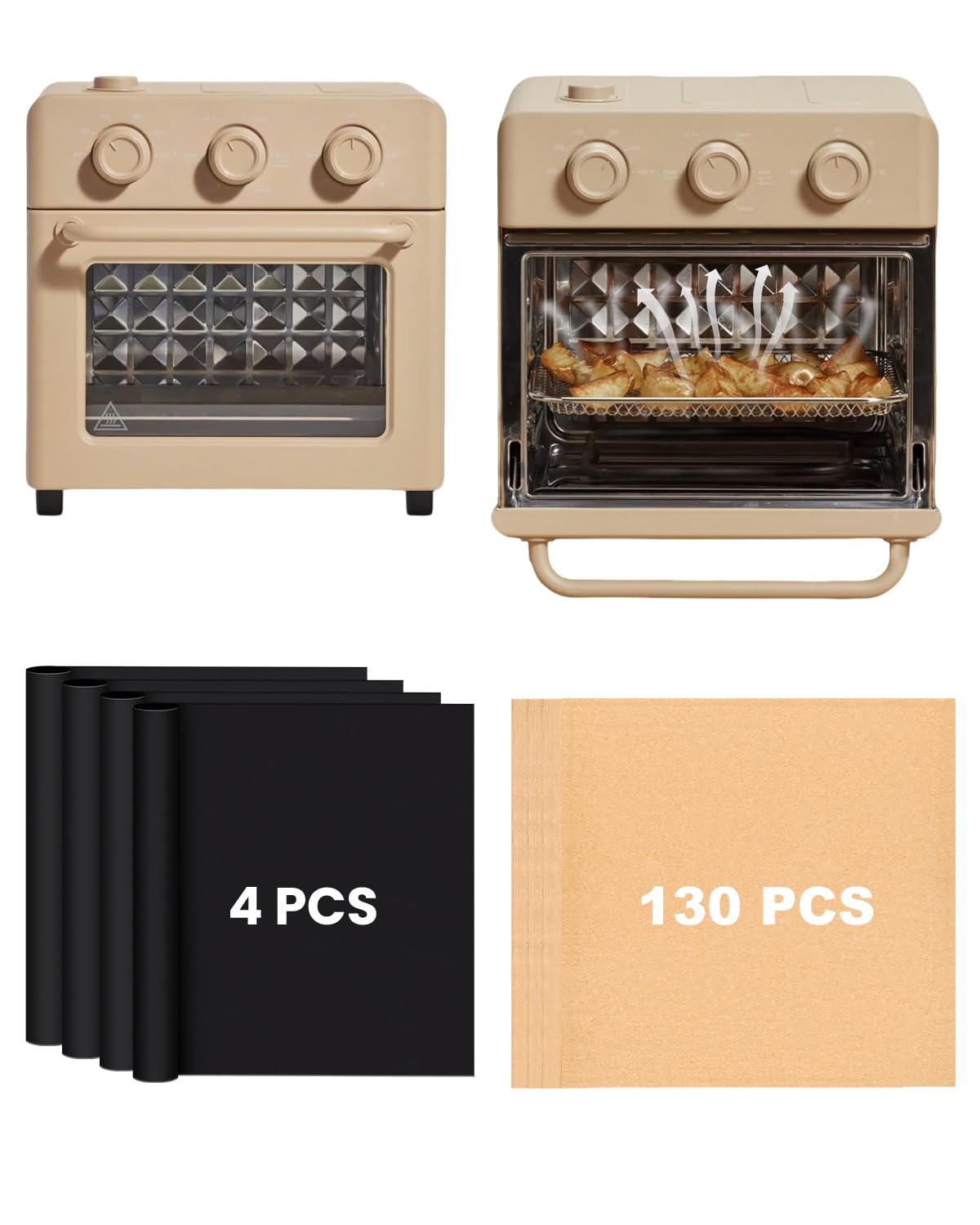 Photo 1 of 134PCS Air Fryer Liners Compatible with Our Place Wonder Oven 12.7 Quarts, 130PCs Parchment Paper Sheets for Air Frying Baking Roasting and 4PCs Non-Stick Teflon Baking Mats Toaster Oven Accessories