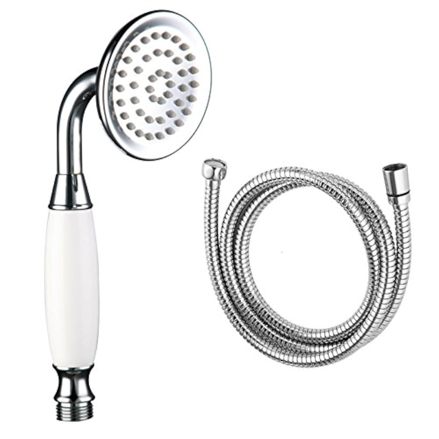 Skybath Metal Brass Shower Head Traditional Handheld Shower Sprayer and 59 Inch Hose Chrome Finish