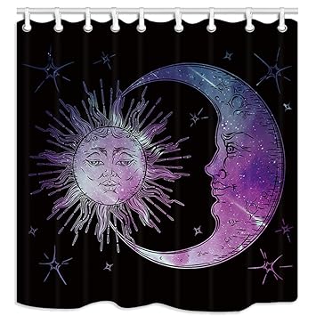 Amazon Com Sun And Moon With Universe Starry Sky Shower Curtain