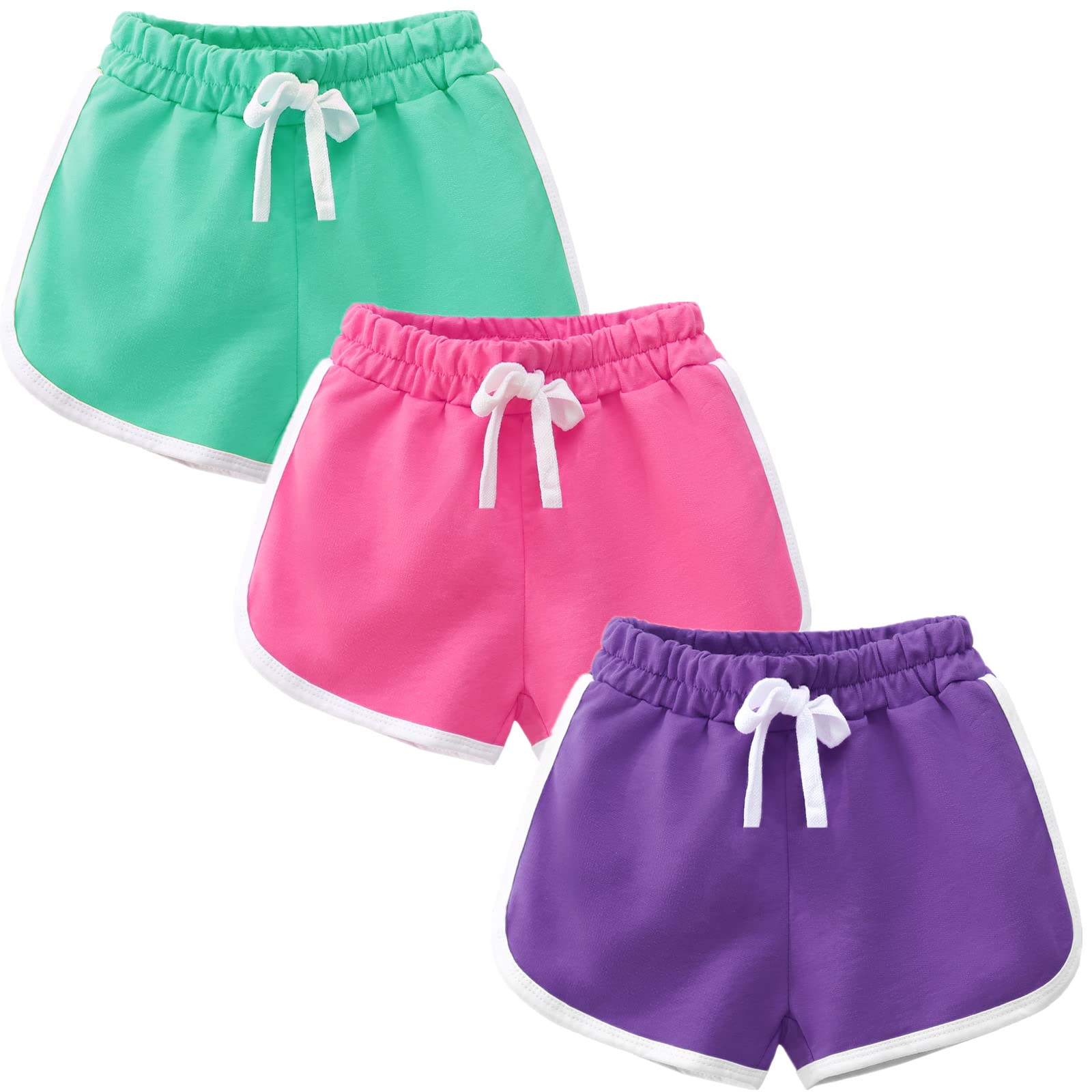 Photo 1 of 3 Pack Little Big Girls Running Athletic Cotton Shorts Toddler Kids Workout Dance Dolphin Short 4T