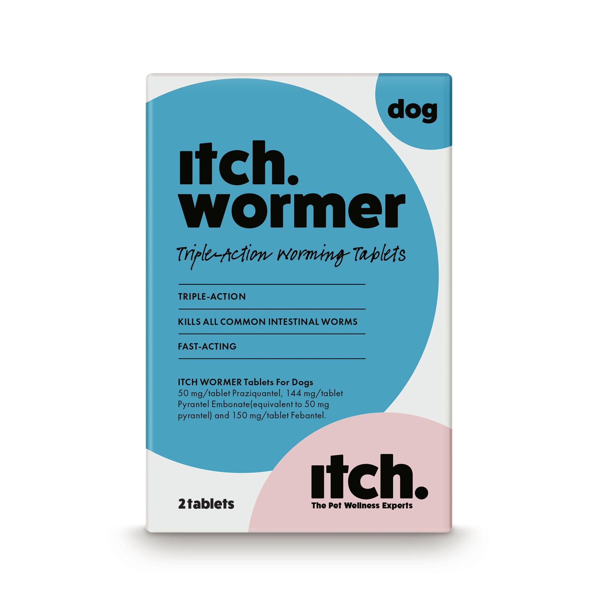 Itch Dog Wormer Tablets for Dogs 3kg-19kg - 2 Tablets - Treats Roundworms, Tapeworms, Hookworms & Whipworms - Kills Worm Larvae — image 1