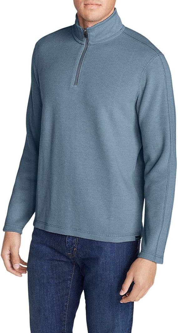 Eddie Bauer Men's Kachess 1/4Zip Mock Pullover, Storm HTR Tall XXXL