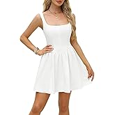 ZTMZA Women's Square Neck Mini Dress Sexy Sleeveless Flare Dress Adjustable Straps A-Line Graduation Short Party Club Dresses