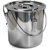The Bincho Grill Charcoal Saver &ndash; Extinguishing Bucket (Keshizumi) for Hot Charcoal and Ash Collection, Heavy Duty Stainless Steel with Lockable Lid, 3 Gallon Capacity