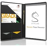 STYLIO Padfolio Portfolio Organizer Binder | Interview Resume Folder, Legal Document, Business Card Holder |w/Letter-Sized Notepad | Handsome Piano Noir Faux Leather Folio Matte Finish, Accent Stitch