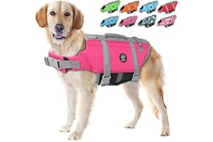 EMUST Dog Life Jackets, Pet Life Vests for Swimming, Beach Boating with High Buoyancy, Dog Flotation Vest for Small/Medium/Large Dogs, S, NewSolidpink