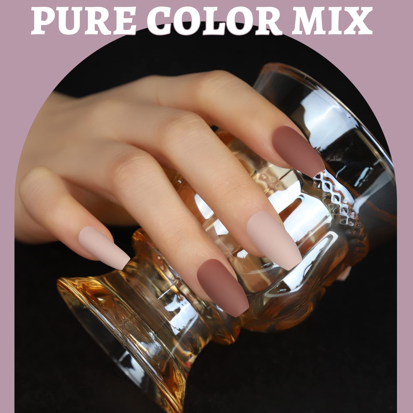 Teenitor Press on Nails,288PCS Matte Press on Nails Medium Length, Acrylic Fake Nails Full Cover, Ballerina Coffin Press on Nails,Glitter Press On False Nails - Image 5