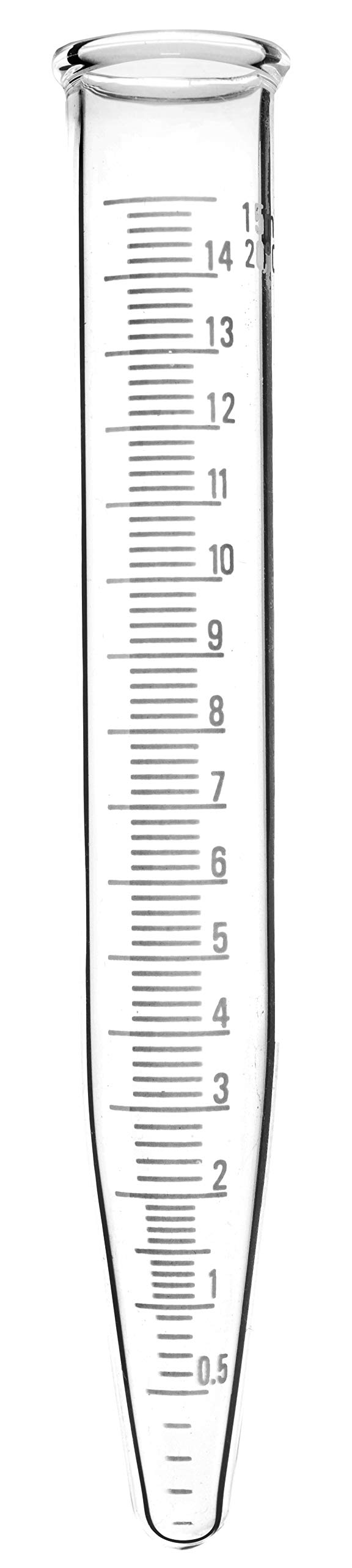 Graduated Centrifuge Tube, 15ml - Borosilicate 3.3 Glass, Conical Shape - 0.2ml White Graduations - Eisco Labs