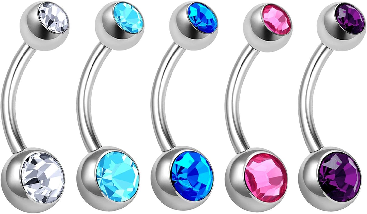 5Pcs Surgical Steel 14 Gauge 3/8 10mm Navel Rings Piercing Jewelry Ear Lobe Earring 5mm 6mm 5Pcs Surgical Steel 14 Gauge 3/8 10mm Navel Rings Piercing Jewelry Ear Lobe Earring 5mm 6mm