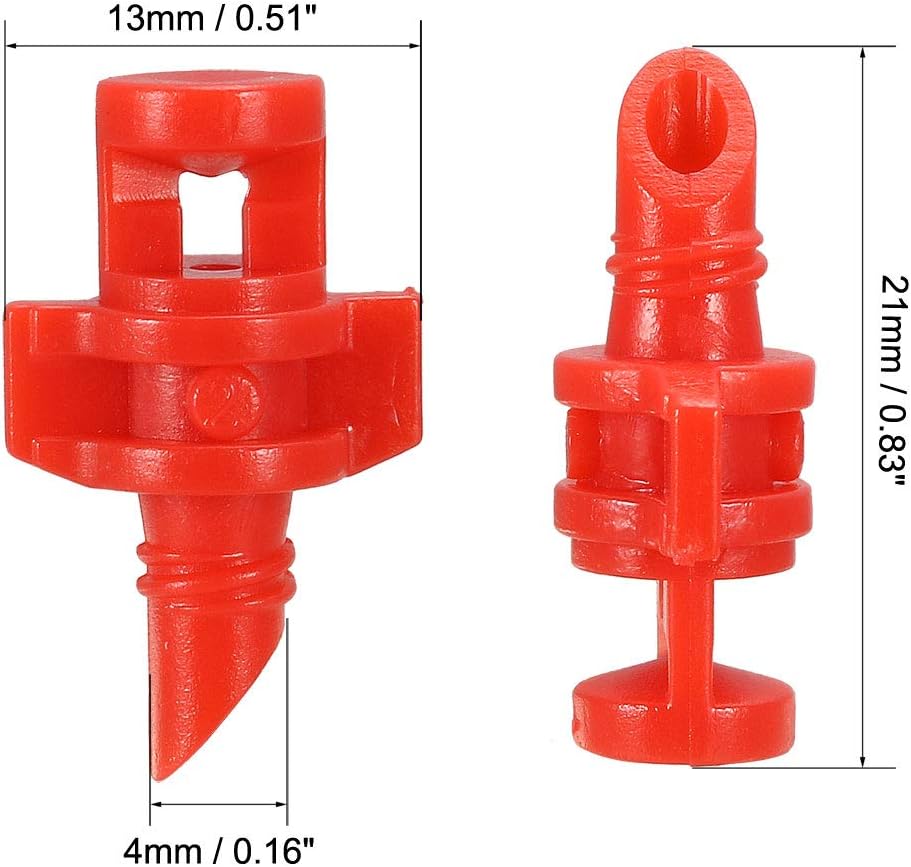 sourcing map Micro Sprayer Fan Jet, 360 Degree Refraction Atomized Dripper Hydroponic Garden Irrigation, 50 Pcs (Red) - Image 3