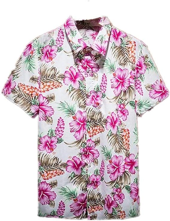 Amazon アロハシャツ 半袖 花柄 シャツ ハワイアンシャツ メンズ サーフ ピンク 5xl シャツ 通販