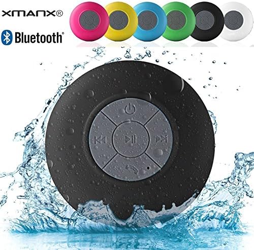 XXMANX HD Water Resistant Bluetooth 3.0 Shower Speaker,Wireless Hand-free Shower Speaker Waterproof Shockproof Dustproof Silicone Set For Shock Absorption Sucker Cup with Built-in Mic(Black)