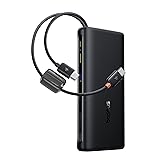 Baseus Portable Charger with Built in Cable, 100W Laptop Power Bank 20000mAh, Travel Essential Fast Charging USB C Battery Pack for MacBook, iPhone 17/16 Series, Samsung Galaxy S25/24, TSA-Approved