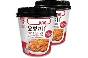 Yopokki Instant Tteokbokki Cup (Sweet Mild Spicy, Cup of 2) Korean Street food with sweet and moderately spicy sauce Topokki Rice Cake - Quick & Easy to Prepare