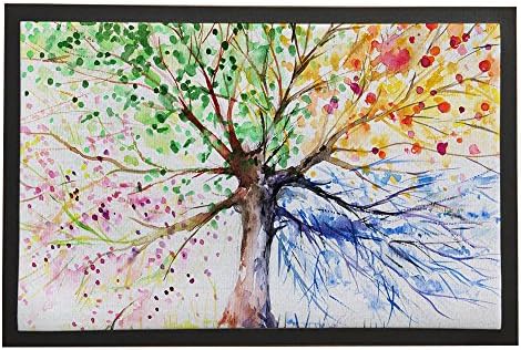 Asawood Doormat Colorful Tree Anti-Slip Rubber Backed Indoor Entry Doormat 20" x 32" inches