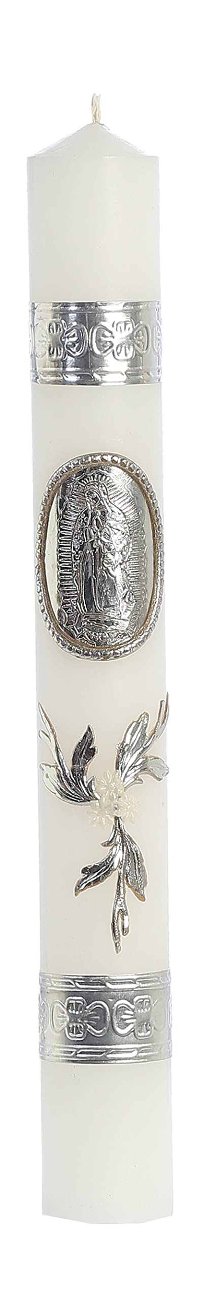 thumbnail image 2 of Baptism Candle Set In Spanish - 6-Piece Catholic Baptismal Set With Virgin Mary 2 of 11